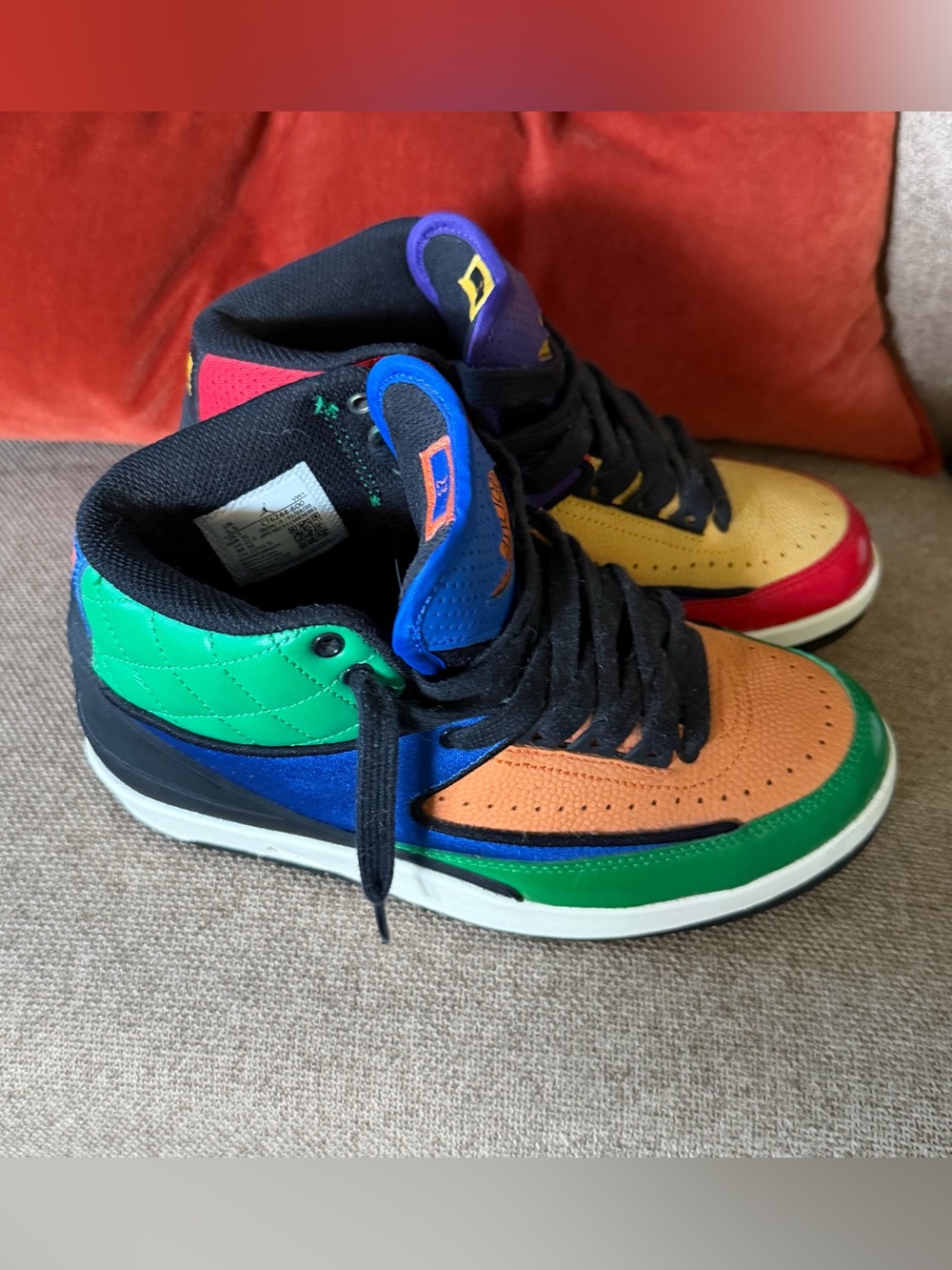 Nike Air Jordan 2 Retro Multi-Color Sneakers No Box Only Black Laces - Picture 4 of 15